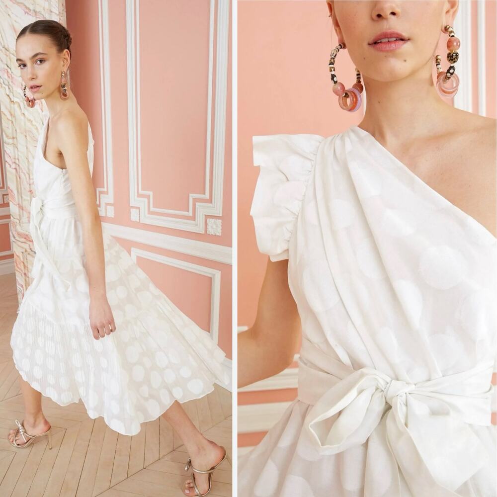 Ulla Johnson Ariane Dress Off White Polka Dot Silk Midi Bridal LWD Party Size 2 - Picture 11 of 16